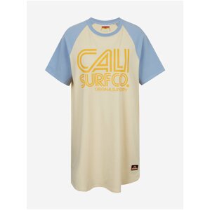 Modro-růžové dámské šaty s potiskem Superdry Cali Surf Raglan Tshirt Dress