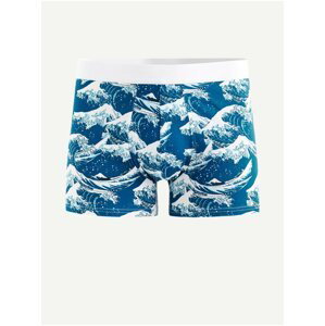 Bílo-modré pánské vzorované boxerky Celio Hokusai