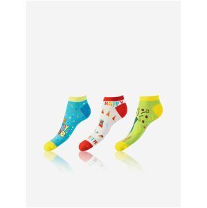 Sada tří unisex vzorovaných ponožek v modré, červené a zelené barvě Bellinda CRAZY IN-SHOE SOCKS 3x