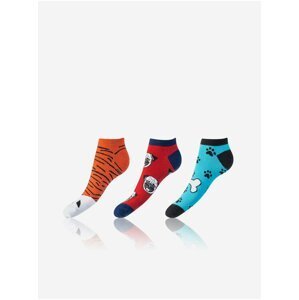 Sada tří párů unisex vzorovaných ponožek v oranžové, červené a modré barvě Bellinda CRAZY IN-SHOE SOCKS 3x