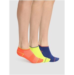 Sada tří dámských ponožek v oranžové, žluté a tmavě modré barvě Dim SPORT IN-SHOE X-TEMP 3x