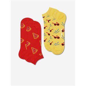 Sada dvou párů vzorovaných ponožek v červené a žluté barvě Happy Socks Pizza Slice