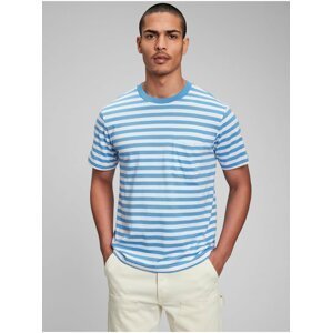Modré pánské tričko pruhované z organické bavlny GAP