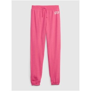 Růžové holčičí tepláky jogger logo GAP french terry