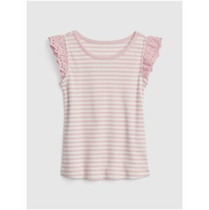 Růžové holčičí tričko pruhované s volánkem GAP