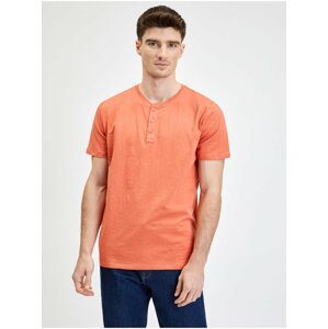 Oranžové pánské tričko bavlněné s knoflíčky GAP