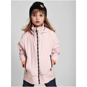 Světle růžová holčičí lehká bunda s kapucí a povrchovou úpravou Reima Kumlinge