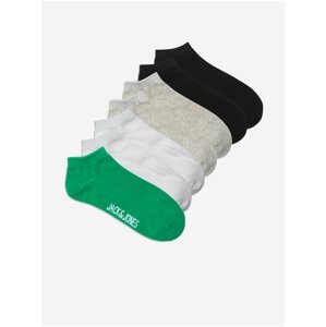 Sada sedmi párů ponožek v zelené, bílé, šedé a černé barvě Jack & Jones Parker
