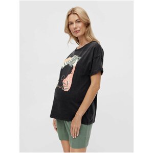 Černé těhotenské tričko s potiskem Mama.licious Tropicana