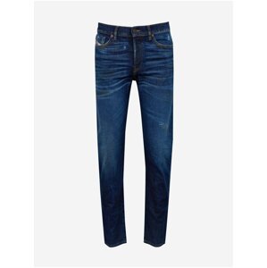 Modré pánské straight fit džíny s vyšisovaným efektem Diesel Fining