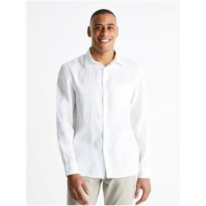 Bílá pánská lněná košile Celio Baflax
