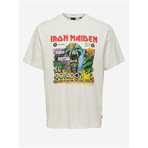 Bílé tričko s potiskem ONLY & SONS Iron Maiden