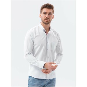 Bílá pánská košile Ombre Clothing K643