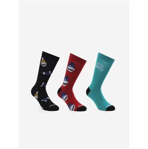 Sada tří párů vzorovaných ponožek v černé, červené a zelené barvě Diesel