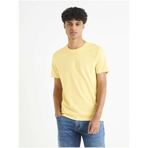 Žluté pánské basic tričko Celio Tebase