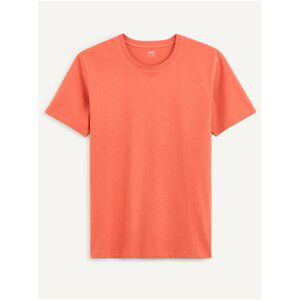 Oranžové pánské basic tričko Celio Tebase