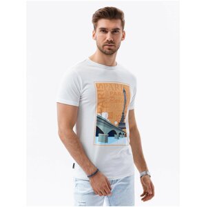 Bílé pánské tričko s potiskem Ombre Clothing S1434 V-6A