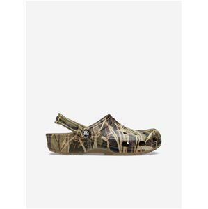 Khaki vzorované pantofle Crocs Crocband Realtree