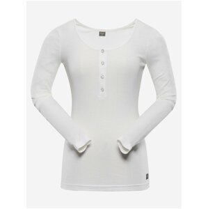 Bílé dámské žebrované tričko s knoflíky NAX Zanja