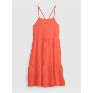 Oranžové holčičí šaty volánové šaty