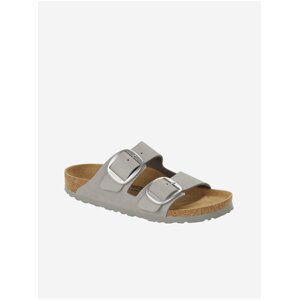 Šedé dámské kožené pantofle Birkenstock Arizona Big Buckl