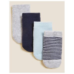 Balení 4 ks bavlněných froté dětských ponožek (3 kg –24 měsíců) Marks & Spencer modrá