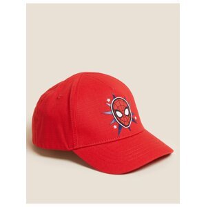 Dětská baseballová čepice z čisté bavlny s motivem Spider-Man™ (1-6 let) Marks & Spencer červená