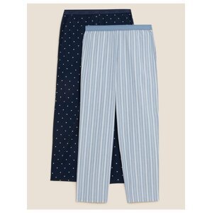 2 ks pyžamových kalhot s technologií Cool Comfort™, z čisté bavlny Marks & Spencer modrá