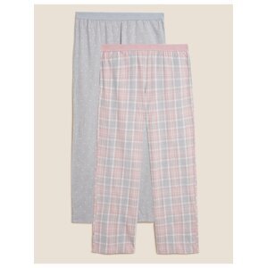 2 ks pyžamových kalhot s technologií Cool Comfort™, z čisté bavlny Marks & Spencer šedá