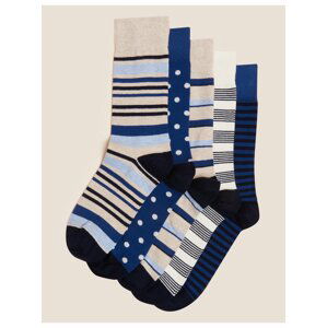 5 párů ponožek Cool & Fresh™ s vysokým podílem bavlny Marks & Spencer smetanová
