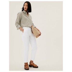 Zúžené chino kalhoty ke kotníkům s vysokým podílem bavlny Marks & Spencer bílá