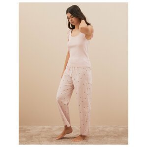 Pyžamové kalhoty z čisté bavlny, s potiskem včel Marks & Spencer růžová
