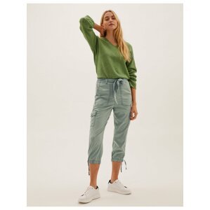 Zúžené zkrácené kapsáčové kalhoty s vysokým podílem materiálu Tencel™ Marks & Spencer zelená