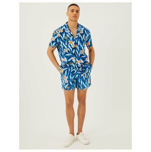Rychleschnoucí plavecké šortky s tropickým motivem Marks & Spencer modrá