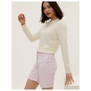 Chino šortky s vysokým pasem s vysokým podílem bavlny Marks & Spencer růžová