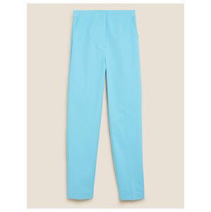 Kalhoty ke kotníkům úzkého střihu ze směsi bavlny Marks & Spencer modrá
