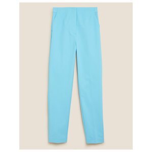 Kalhoty ke kotníkům úzkého střihu ze směsi bavlny Marks & Spencer modrá