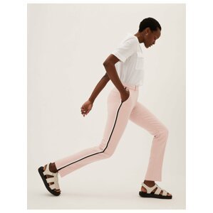 Kalhoty ke kotníkům s postranním pruhem Marks & Spencer růžová