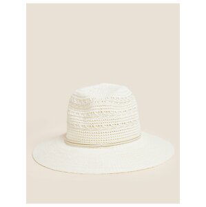 Skládací klobouk fedora s vysokým podílem bavlny Marks & Spencer smetanová