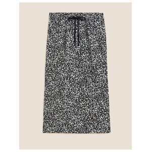 Midi sukně ze směsi lnu Marks & Spencer černá
