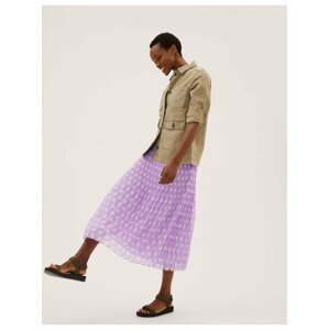 Plisovaná midaxi sukně s puntíky Marks & Spencer fialová