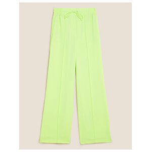 Krepové kalhoty se stahovací šňůrkou a širokými nohavicemi Marks & Spencer zelená