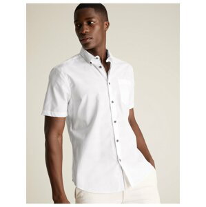 Kostkovaná košile z čisté bavlny Marks & Spencer bílá