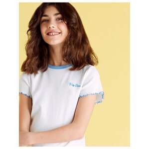 Bavlněné žebrované tričko s nápisem „Trés Bien“ (6–14 let) Marks & Spencer bílá