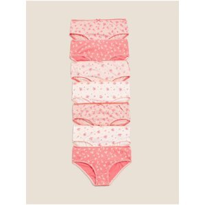 Sada 7 kusů kalhotek z čisté bavlny s drobným květinovým vzorem (2–16 let) Marks & Spencer růžová