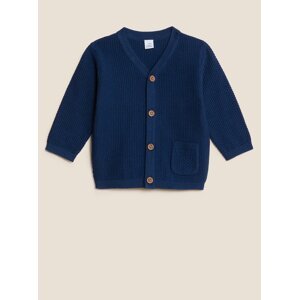 Kardigan z čisté bavlny (0–3 roky) Marks & Spencer námořnická modrá