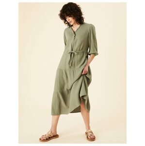 Texturované midi šaty z čisté bavlny Marks & Spencer zelená