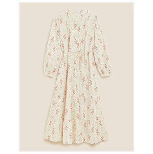 Smetanové dámské košilové maxi šaty z čisté bavlny Marks & Spencer