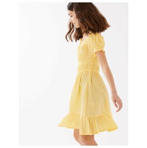 Květované řasené šaty (6–16 let) Marks & Spencer žlutá