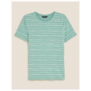 Tričko s vysokým podílem bavlny a zvířecím potiskem, přiléhavý střih Marks & Spencer zelená